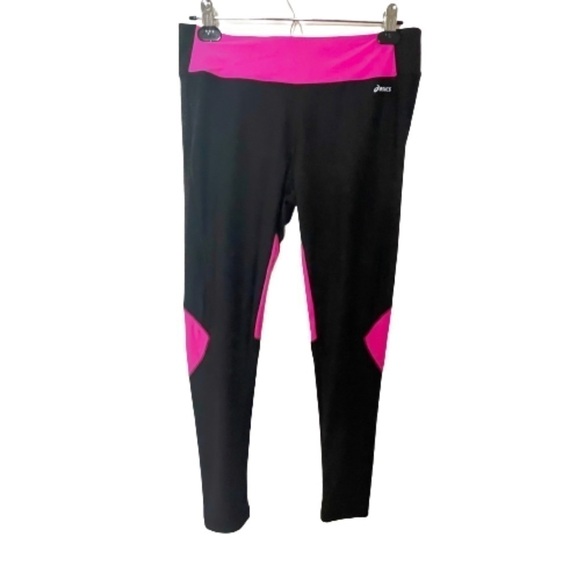 Women’s Asics Black & Pink Workout Leggings Size Medium! - Picture 1 of 6
